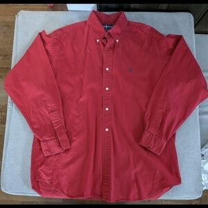 Ralph Lauren Red Casual Button Down Shirt Size Large